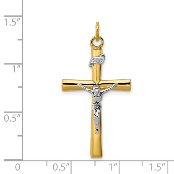 Million Charms 925 Sterling Silver Rh-Plated & 18k Gold-plated Crucifix Pendant - Picture 4 of 4